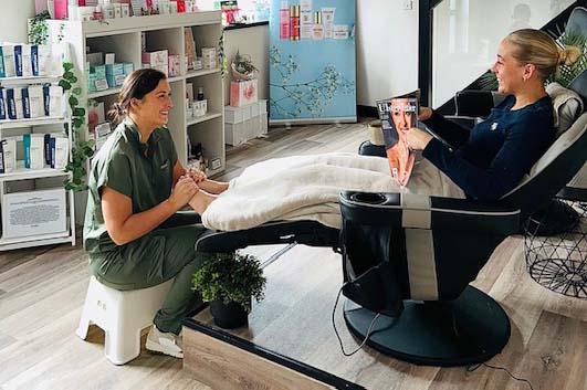 Girl getting a foot massage